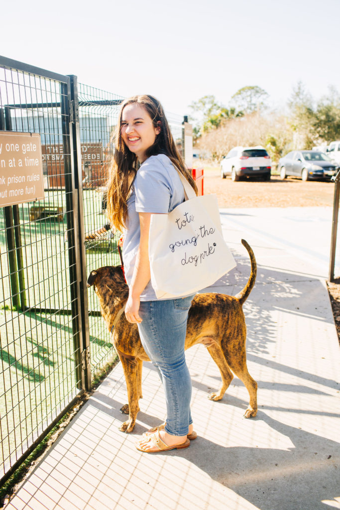 Girl-With-Brindle-Dog-Going-To-Florida-Dog-Park-Sparkles-And-Sunshine-Blog