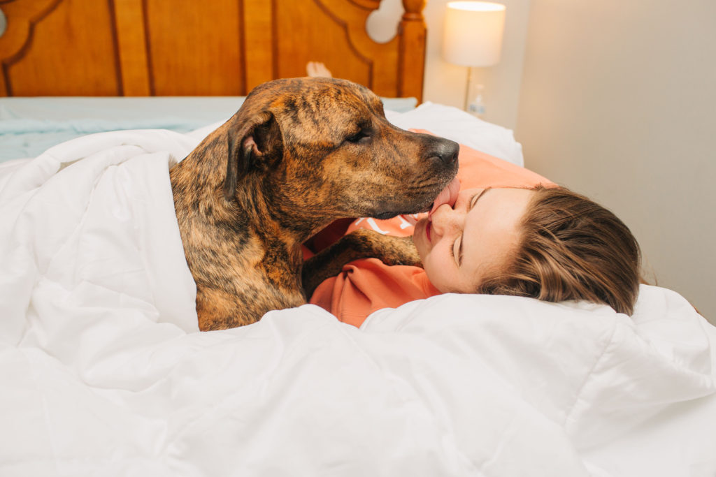 Girl-Cuddling-With-Brindle-Rescue-Dog-Sparkles-And-Sunshine-Blog-10-Stay-At-Home-Activity-Ideas