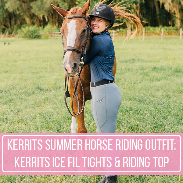 Kerrits Summer Horse Riding Outfit: Kerrits Ice Fil Full Seat Tech Tights + Kerrits Ice Fil Lite Long Sleeve Riding Top