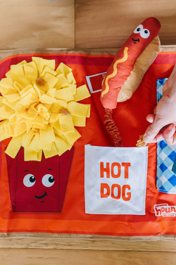 Nina Ottosson Activity Matz Fast Food Fun Game Plush Dog Puzzle Mat