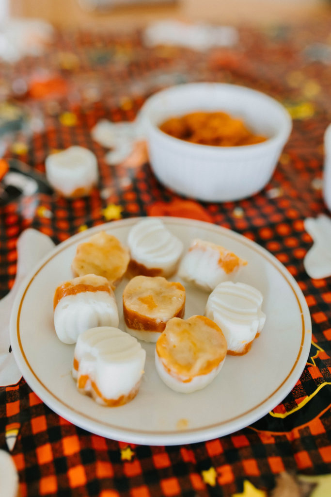 candy corn frozen pumpkin yogurt banana halloween dog treat recipe sparkles and sunshine blog