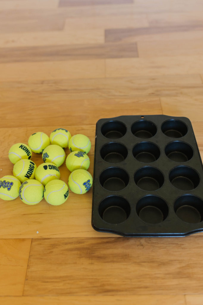 Easy enrichment for dogs muffin pan diy dog enrichment game sparkles and sunshine blog