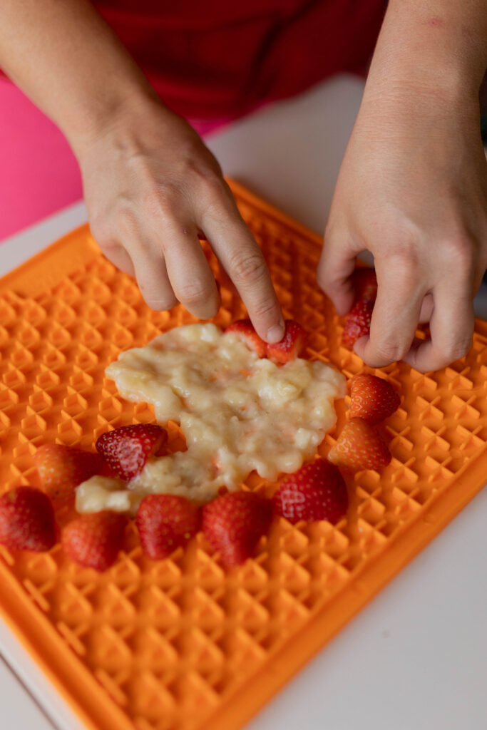 Christmas Strawberry banana dog lick mat treat recipe idea sparkles and sunshine blog