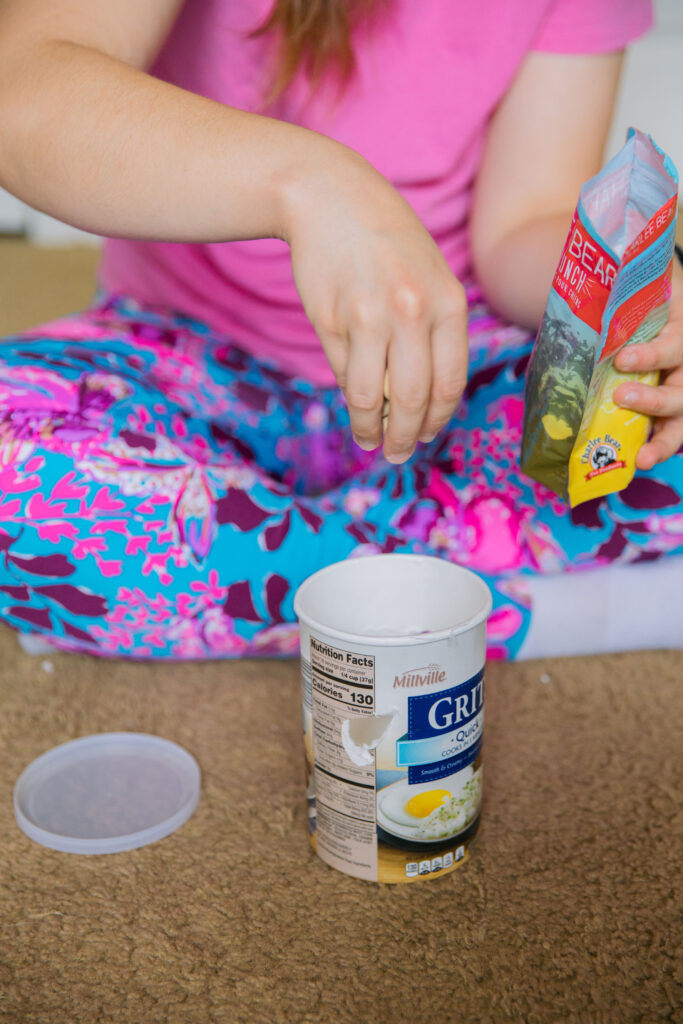Enrichment ideas for dogs using grits container sparkles and sunshine blog