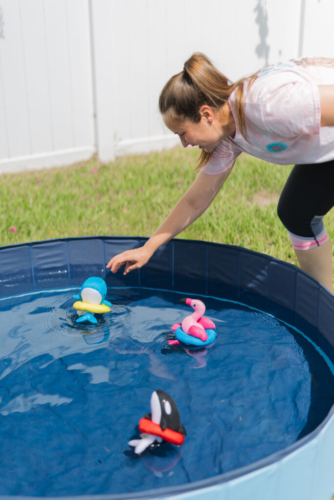 Summer enrichment activities for dogs using swimming pool for dogs sparkles and sunshine blog