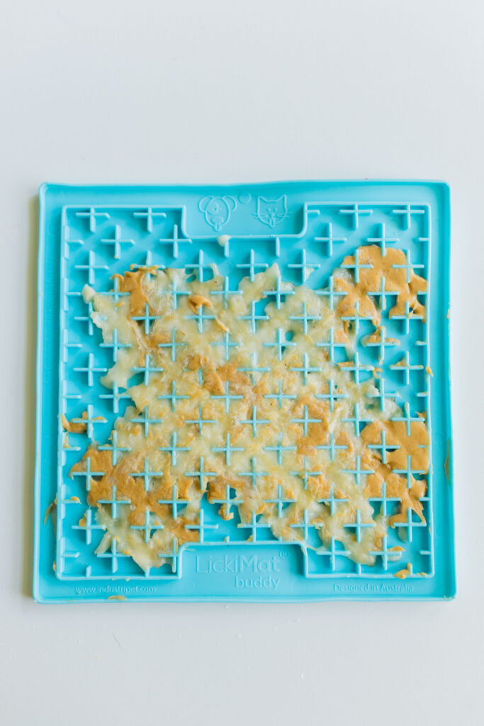 Banana peanut butter frozen dog treat recipe on lickimat buddy sparkles and sunshine blog